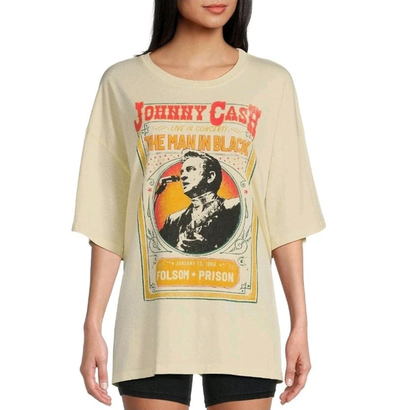 Daydreamer Tops - Daydreamer Tee Johnny Cash Man In Black - Butter Yellow OS NWT $88 Concert Music